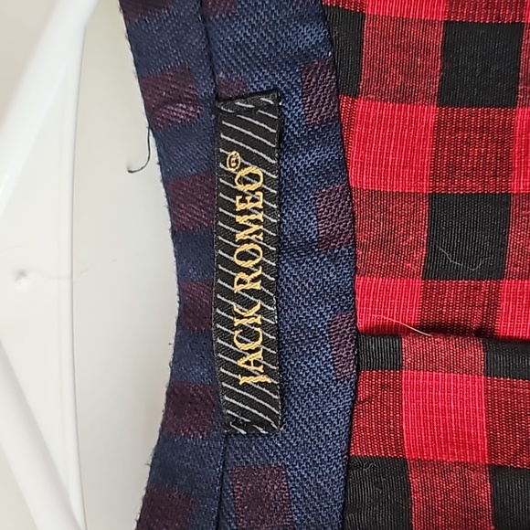 Men's Jack Romeo navy Blazer with wine colored squares size 48 drop 6 - Picture 2 of 13